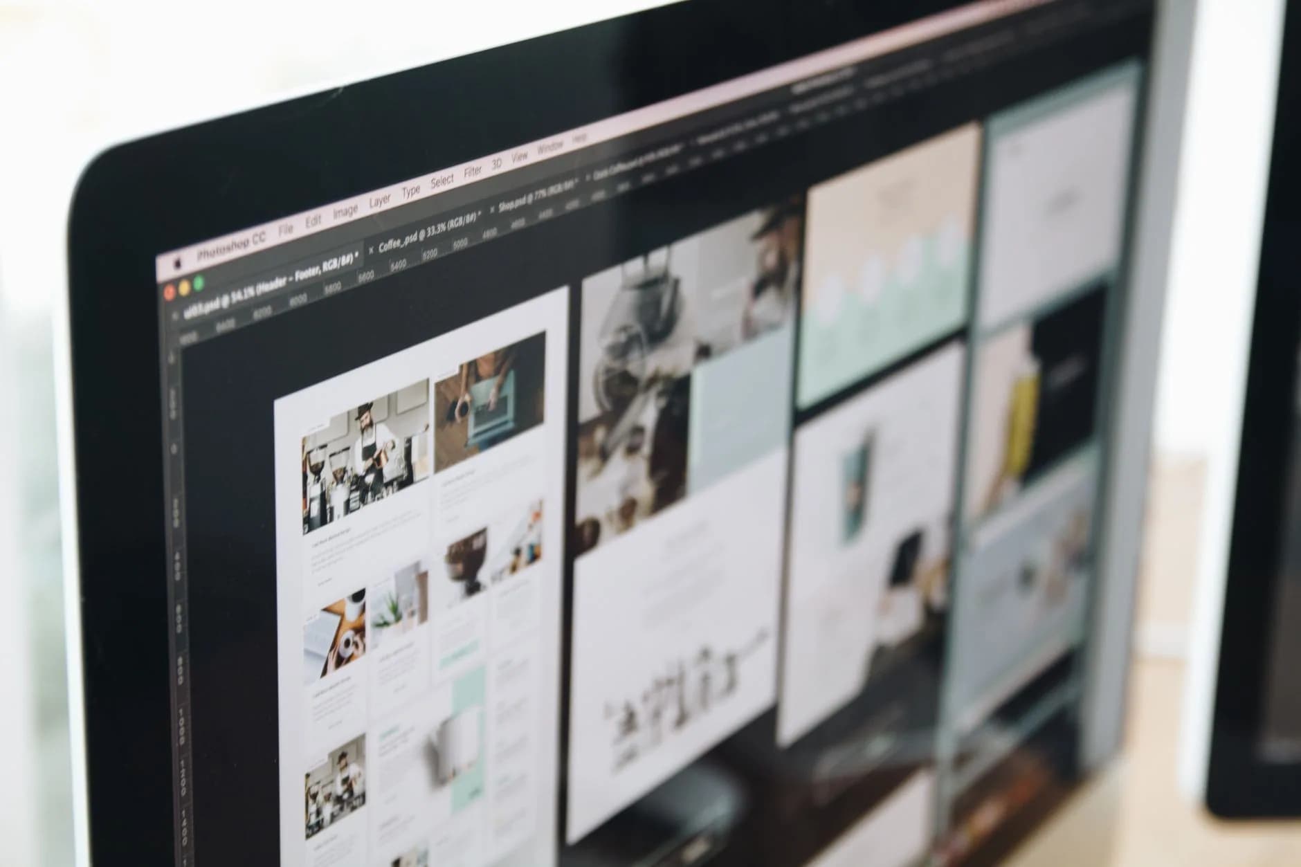 A WordPress site being put together on a laptop screen